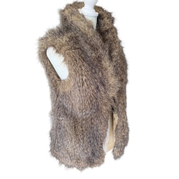 Jack BB Dakota faux fir fully lined sleeveless open vest jacket women's size S - Picture 2 of 9